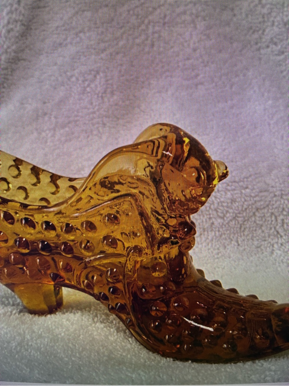 Fenton Amber Hobnail “Cats Head” Slipper
